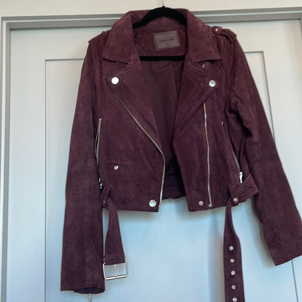 Blank NYC burgundy suede Moto jacket